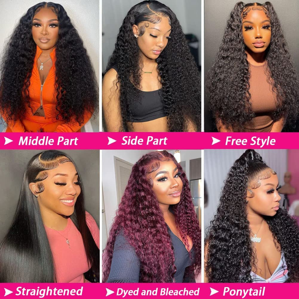 13X6 Lace Front Wigs Human Hair 14 Inch Deep Wave Lace Front Wigs Human Hair Pre Plucked 200 Density Deep Wave HD Lace Frontal Wig Deep Curly Wig for Black Women