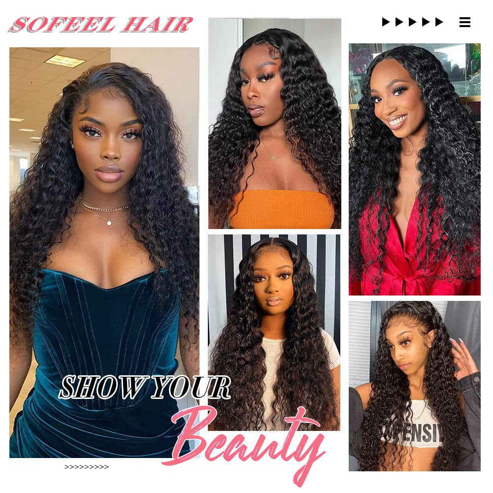 Water Wave Lace Front Wigs Human Hair Wet and Wavy 13X4 HD Lace Frontal Wigs Human Hair for Black Women Pre Plucked with Baby Hair Brazilian Virgin Human Hair Wigs Natural Color 150% Density 20 Inch