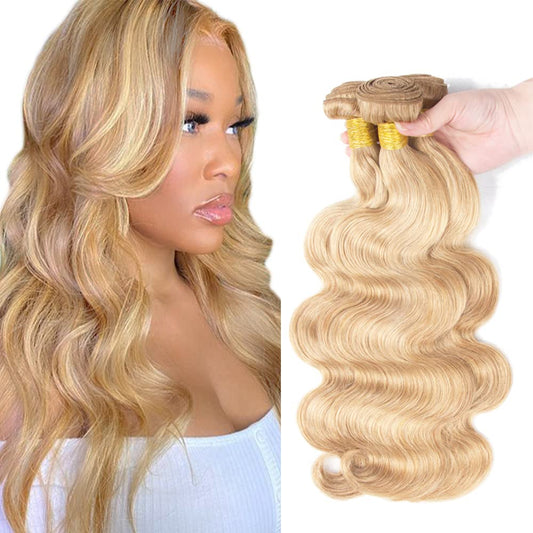 613 Human Hair Bundles P27/613 Body Wave Bundles Blonde Human Hair Extensions 14 16 18 Inch 3 Bundles