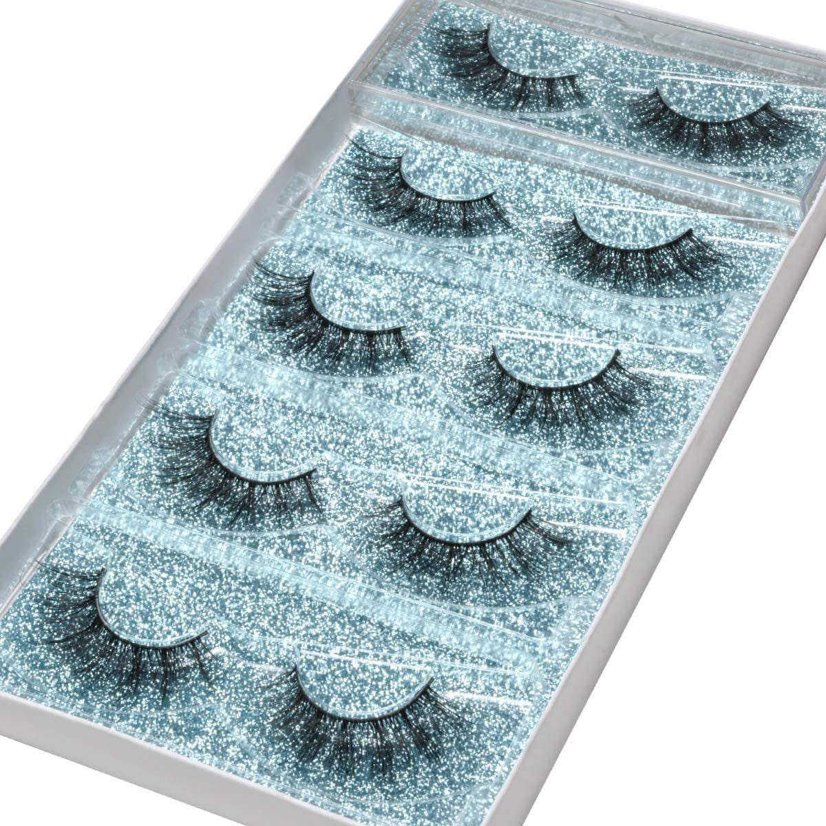 Lashes False Eyelashes - Eye Lashes Mink Lashes 5 Pairs 6D Lashes Pack Fluffy Lashes Fake Eye Lashes Natural Look Wispy Eyelashes Strip Lash Faux False Eyelashes Extensions Kit | 001-15Mm