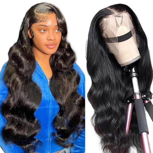 Body Wave Lace Front Wigs Human Hair for Women Brazilian Body Wave Human Hair Wigs Pre Plucked Hairline 180% Density Natural Color 13X4 Lace Front Wigs 26 Inch