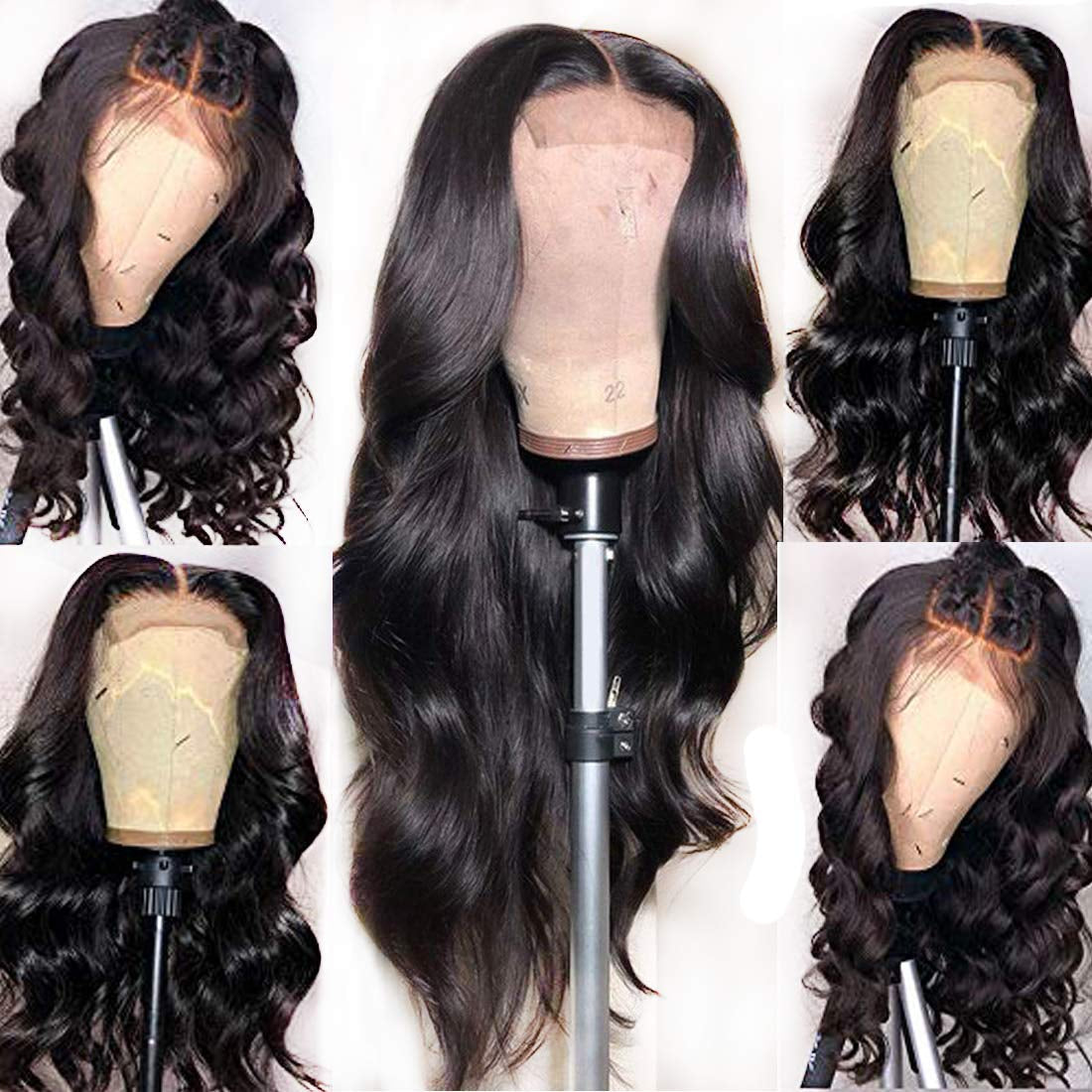 Body Wave Lace Front Wigs Human Hair for Black Women Brazilian Body Wave Human Hair Wigs Pre Plucked Hairline with Baby Hair Natural Color 150% Denisty 18 Inch