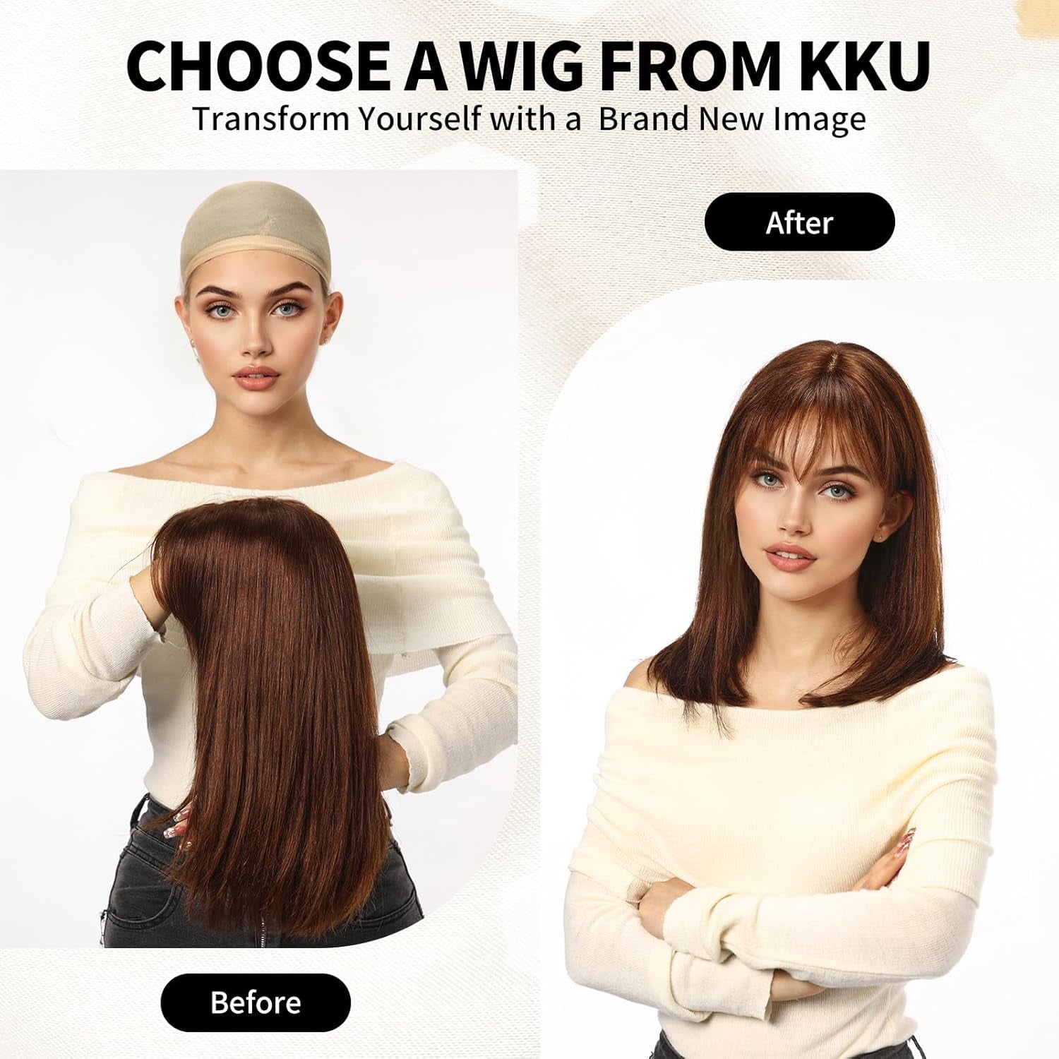 16 Inch Human Hair Wigs for Women,Layered Straight Hair Wig with Bangs,Wear Natural Realism,Real Hair Wigs