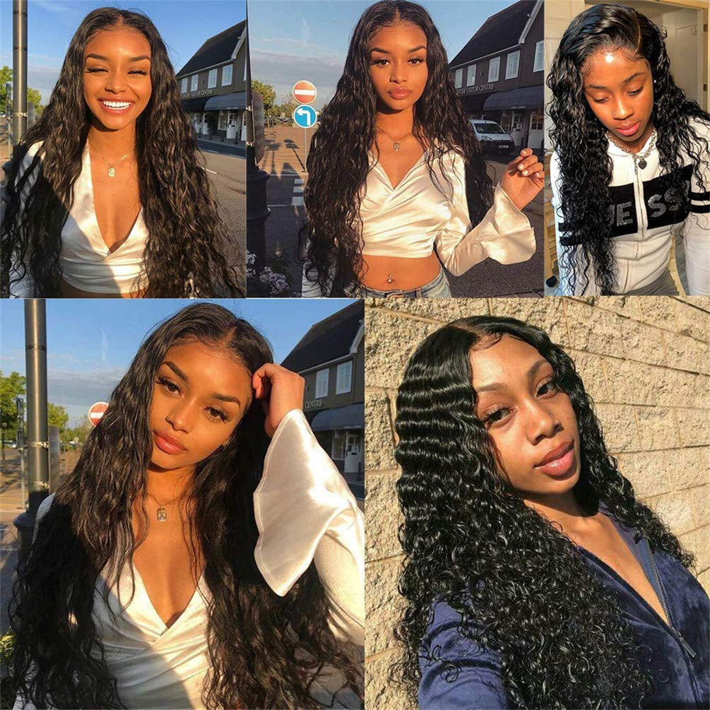 Water Wave Lace Front Wigs Human Hair 13X4 Glueless Lace Frontal Wigs Human Hair Wigs for Women 150% Density Wet and Wavy Lace Front Wigs Human Hair Pre Plucked with Baby Hair Natural Color 16Inch