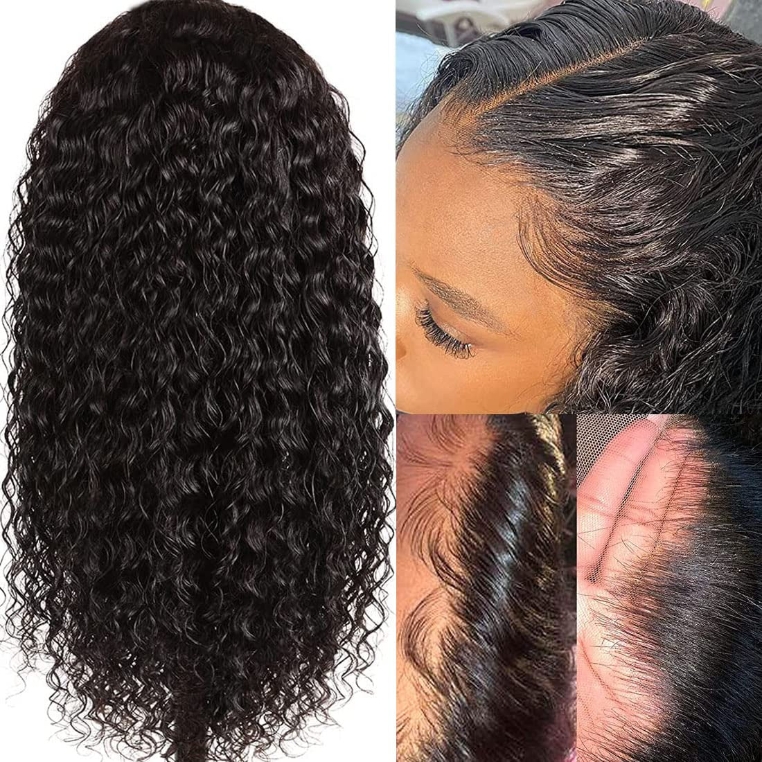 Water Wave Lace Front Wigs Human Hair Wet and Wavy 13X4 HD Lace Frontal Wigs Human Hair for Black Women Pre Plucked with Baby Hair Brazilian Virgin Human Hair Wigs Natural Color 150% Density 20 Inch