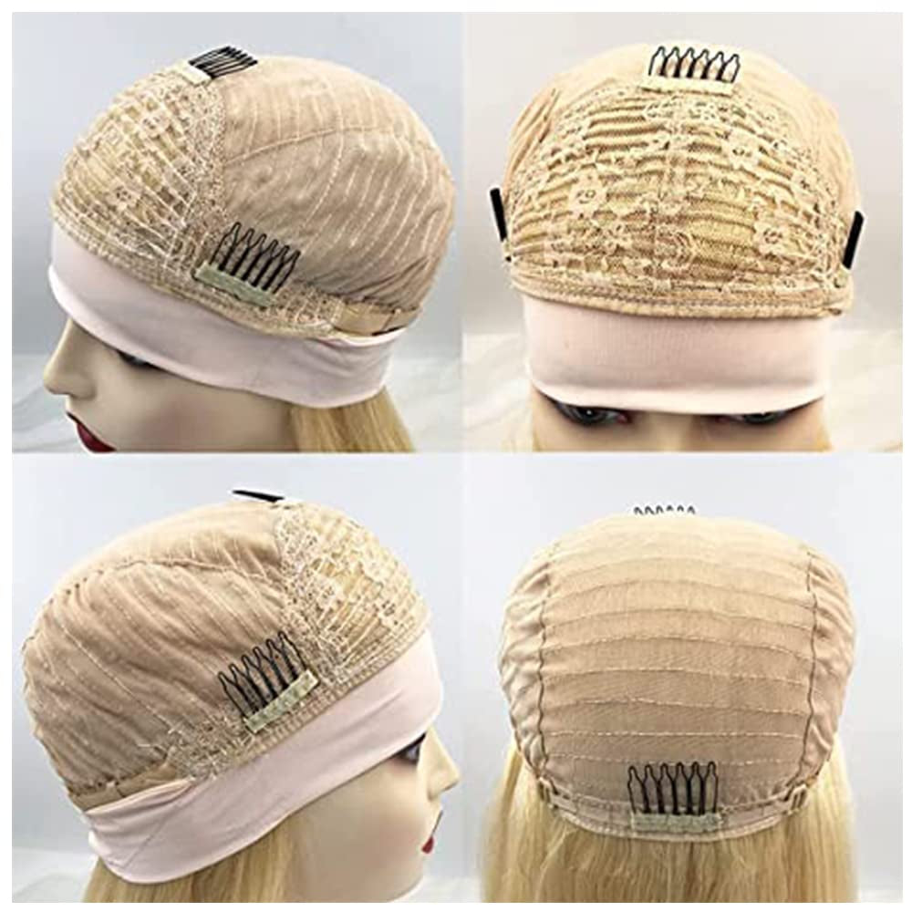 Blonde Headband Wig Straight Human Hair Headband Wig Blonde None Lace Front Straight Wigs for Black Women Brazilian Remy Hair Machine Made Headband Half Wigs 613 130% Density 24 Inch