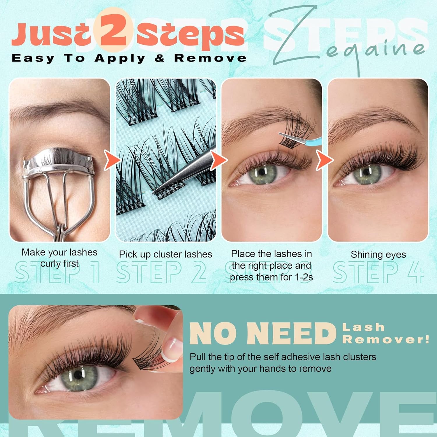 Self Adhesive Eyelashes Natural Self Adhesive Lash Clusters Wispy Pre Glued Lashes Natural Look Cluster Eyelash Extensions C-Curly Glueless Lash Clusters Reusable No Glue Needed 10-16MM 120Pcs