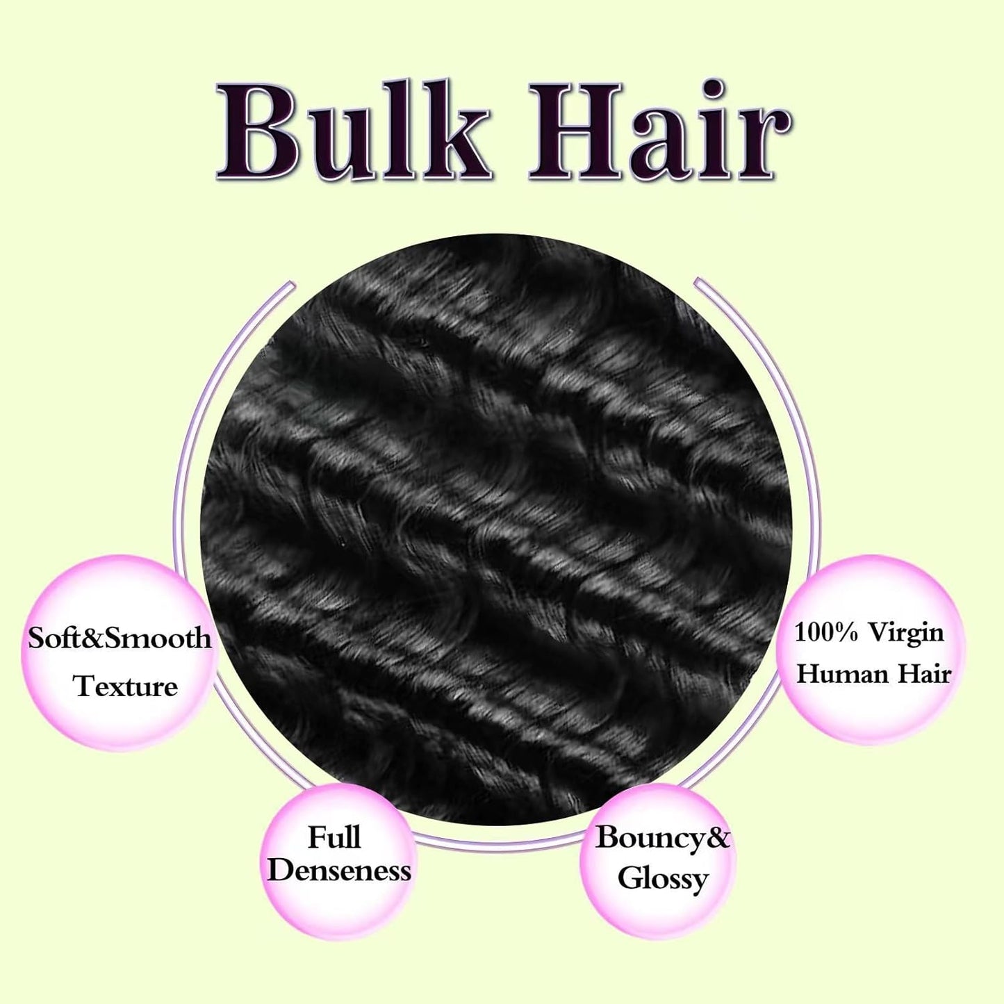 18 Inch Deep Wave Human Braiding Hair for Boho Braids Curly Human Hair Braiding Hair Wet and Wavy Unprocessed Virgin Boho Hair for Braiding Natural Color 2 Bundles/Pack (Total 100G)