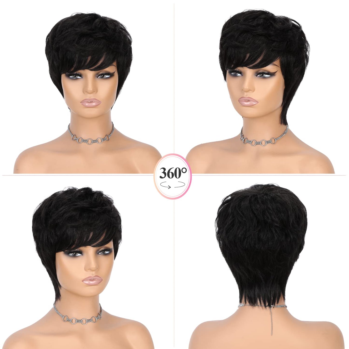 Short Human Hair Wig Pixie Cut Wigs Black Short Cut Brazilian Virgin Human Hair Wigs Layered Wavy Wigs for Black Women