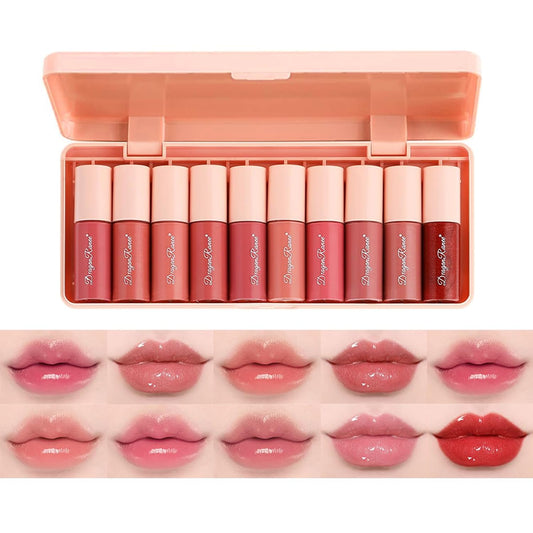 1 Colors Lip Tint Stain Mini Liquid Lipstick Set, Korean Lip Gloss Moisturizing Natural, Multi-Use Lip and Cheek Tint, Non-Stick Cupwaterproof, Lightweight, High Pigment, Long-Lasting, Vivid Color