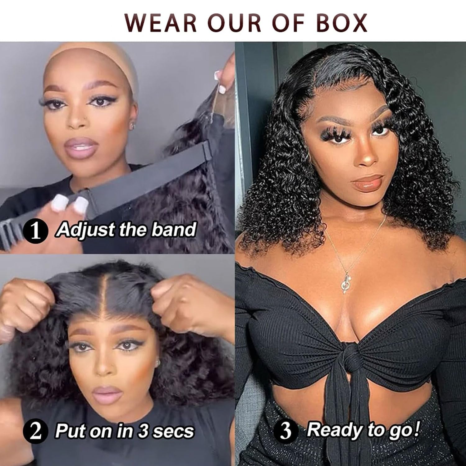 Wear and Go Glueless Wigs Human Hair Pre Plucked Pre Cut Water Wave Bob Wig Human Hair Wigs 180% Density 5X5 Hd Lace Closure Wigs Human Hair Curly Wig 12 Inch