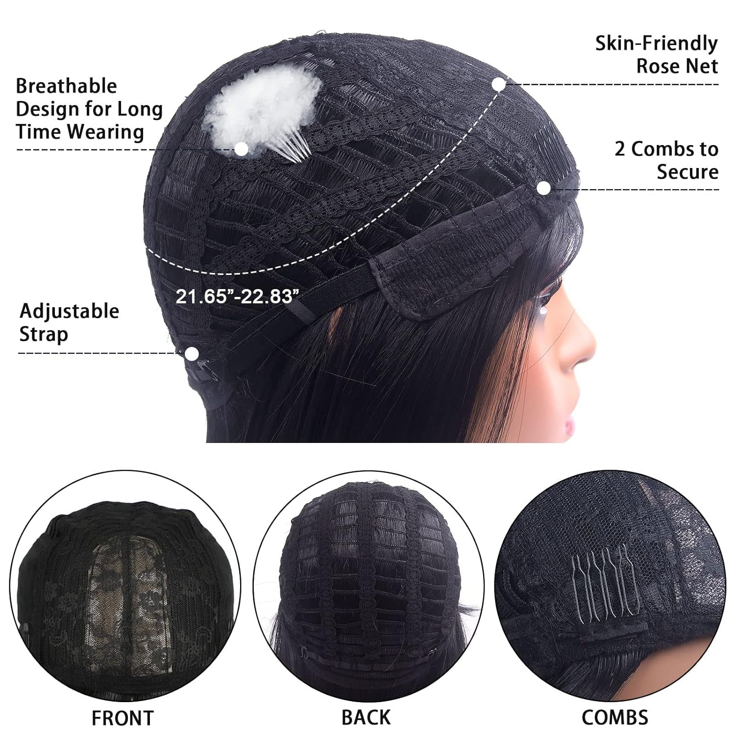 Curly Black Bob Wigs for Women Girl Synthetic Short Wig with Bangs Natural Water Wave Hair Wigs Heat Resistant Fiber for Daily Party Cosplay (Black)