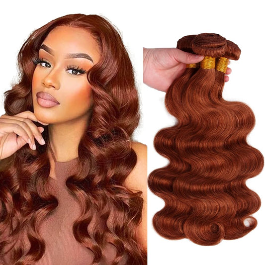 32 32 32 Inch Color #33 Bundles Reddish Brown Body Wave Human Hair Bundles Brazilian Brown Body Wave Bundles Human Hair Unprocessed Virgin Hair 3 Bundles Copper Red Bundles