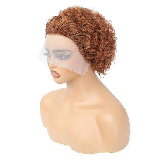 Pixie Cut Wig Human Hair 8 Inch Short Curly Hair Wigs for Black Women 13X1 T Part HD Lace Front Wigs Human Hair Pre Plucked Bleached Knots with Baby Hair #30 Color