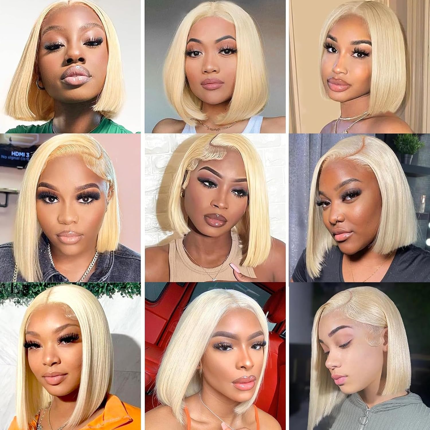 613 Bob Wig Human Hair Blonde 13X4 Lace Frontal Wigs for Black Women Bob Lace Front Wig Brazilian Virgin Human Hair Bob Wig 180% Density Pre Plucked with Baby Hair 14 Inch