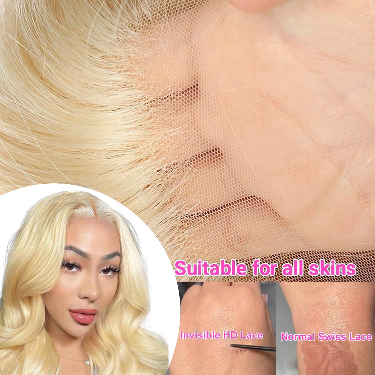 613 Lace Front Wig, Human Hair, 30 Inch, Body Wave, HD Lace Frontal Wig, Blonde, Pre-Plucked, Glueless, 180% Density, Natural Hairline