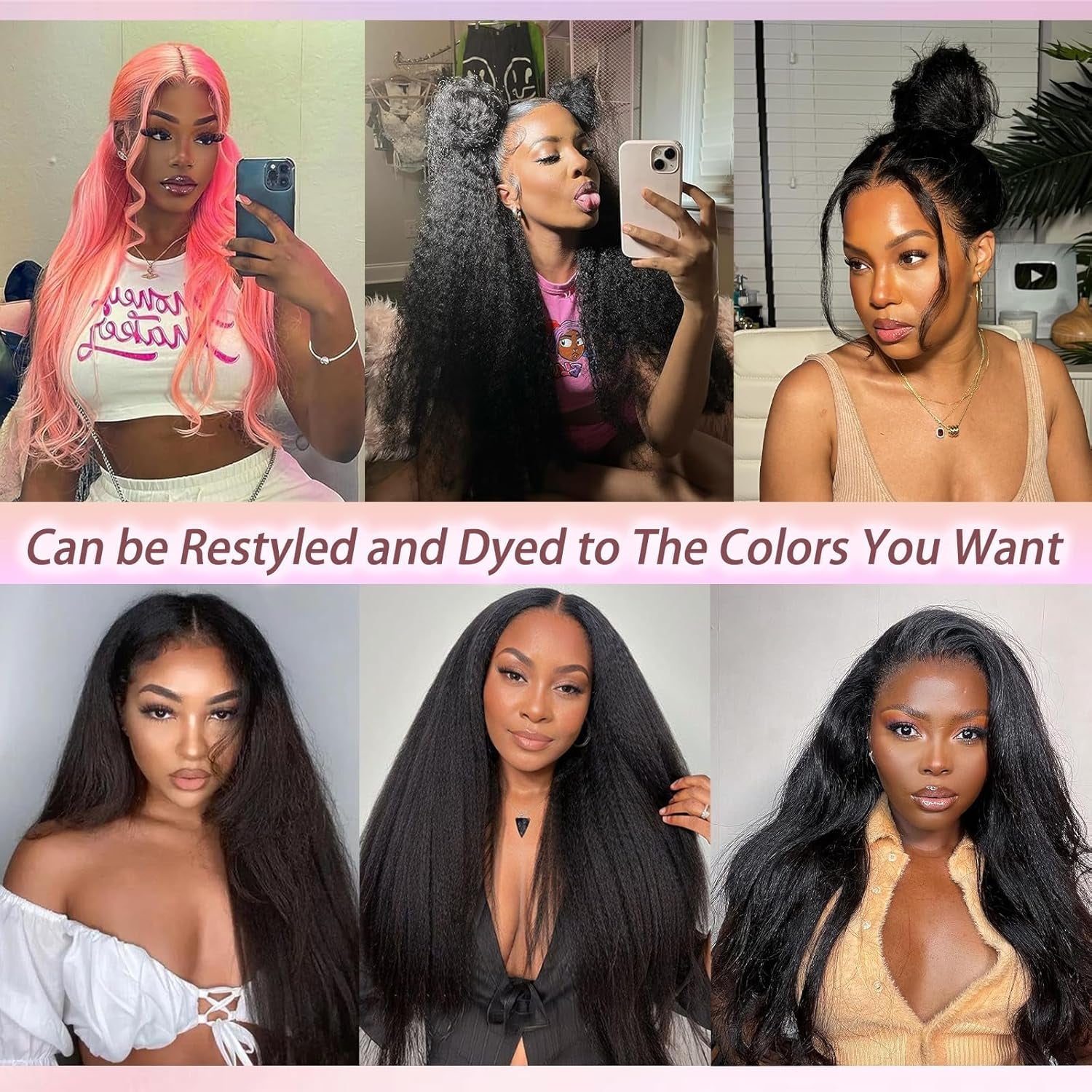 360 Lace Front Wigs Human Hair Kinky Straight Human Hair Wig 200 Density HD Lace Front Wigs Human Hair 360 Wig Human Hair Full Lace Kinky Straight Wig (Natural, 18 Inch)