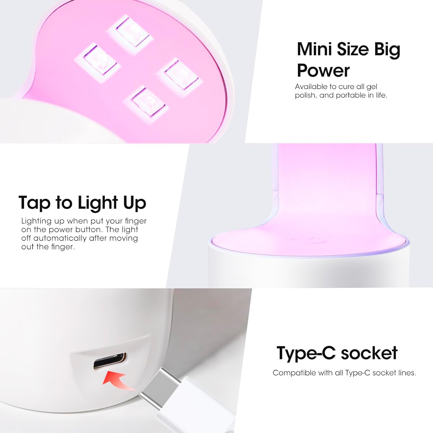 Solid Nail Glue Gel Kit - 8G Gel and 8W Mini UV Light LED Lamp for Cured Nails, Press on Glue for Acrylic Fake Tips, Salon Art DIY at Home