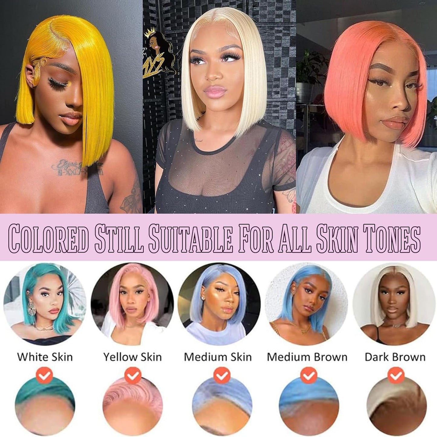 613 Bob Wig Human Hair Blonde 13X4 Lace Frontal Wigs for Black Women Bob Lace Front Wig Brazilian Virgin Human Hair Bob Wig 180% Density Pre Plucked with Baby Hair 14 Inch