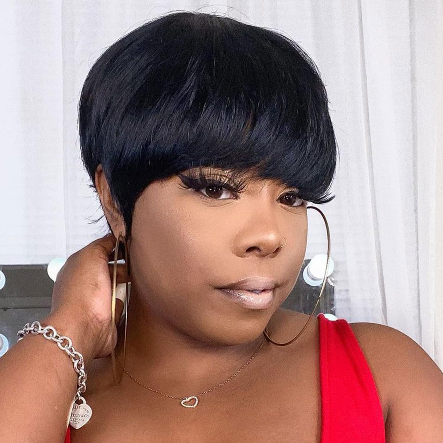 Short Human Hair Wig Pixie Cut Wigs Black Short Cut Brazilian Virgin Human Hair Wigs Layered Wavy Wigs for Black Women