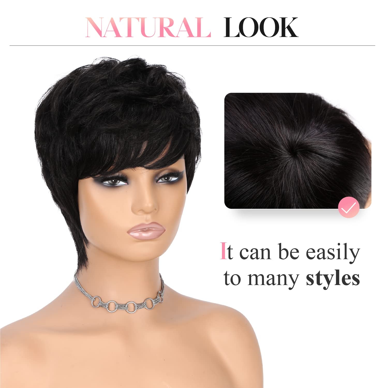 Short Human Hair Wig Pixie Cut Wigs Black Short Cut Brazilian Virgin Human Hair Wigs Layered Wavy Wigs for Black Women