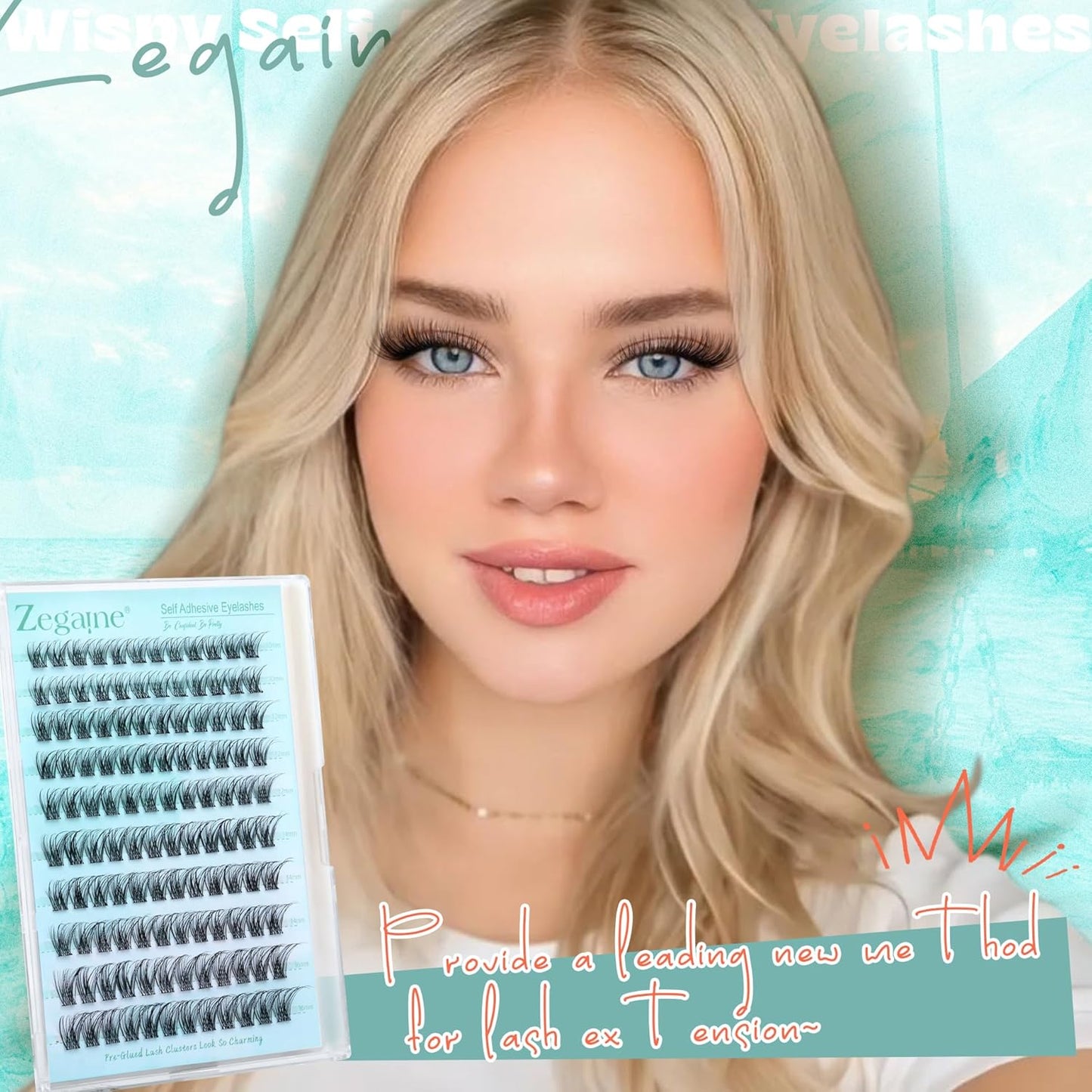 Self Adhesive Eyelashes Natural Self Adhesive Lash Clusters Wispy Pre Glued Lashes Natural Look Cluster Eyelash Extensions C-Curly Glueless Lash Clusters Reusable No Glue Needed 10-16MM 120Pcs