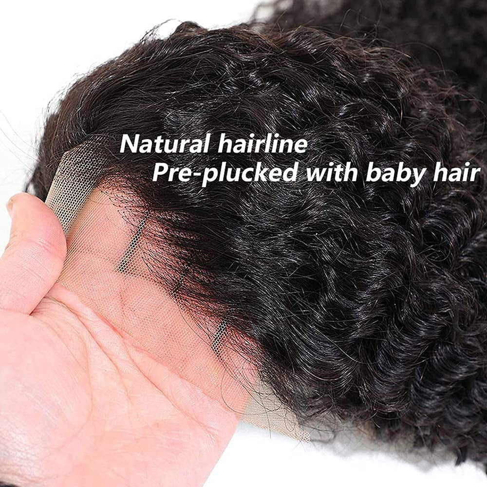 Deep Wave HD Lace Front Wigs Human Hair 24 Inch 13X4 Lace Frontal Human Hair Wig for Black Women Glueless Transparent Curly Lace Front Wig Human Hair Pre Plucked Natural Color 150% Density