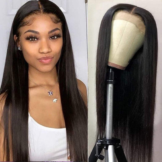 4X4 Straight Lace Closure Wigs Human Hair HD Lace Front Wigs Human Hair Pre Plucked with Baby Hair 180% Density 20Inch