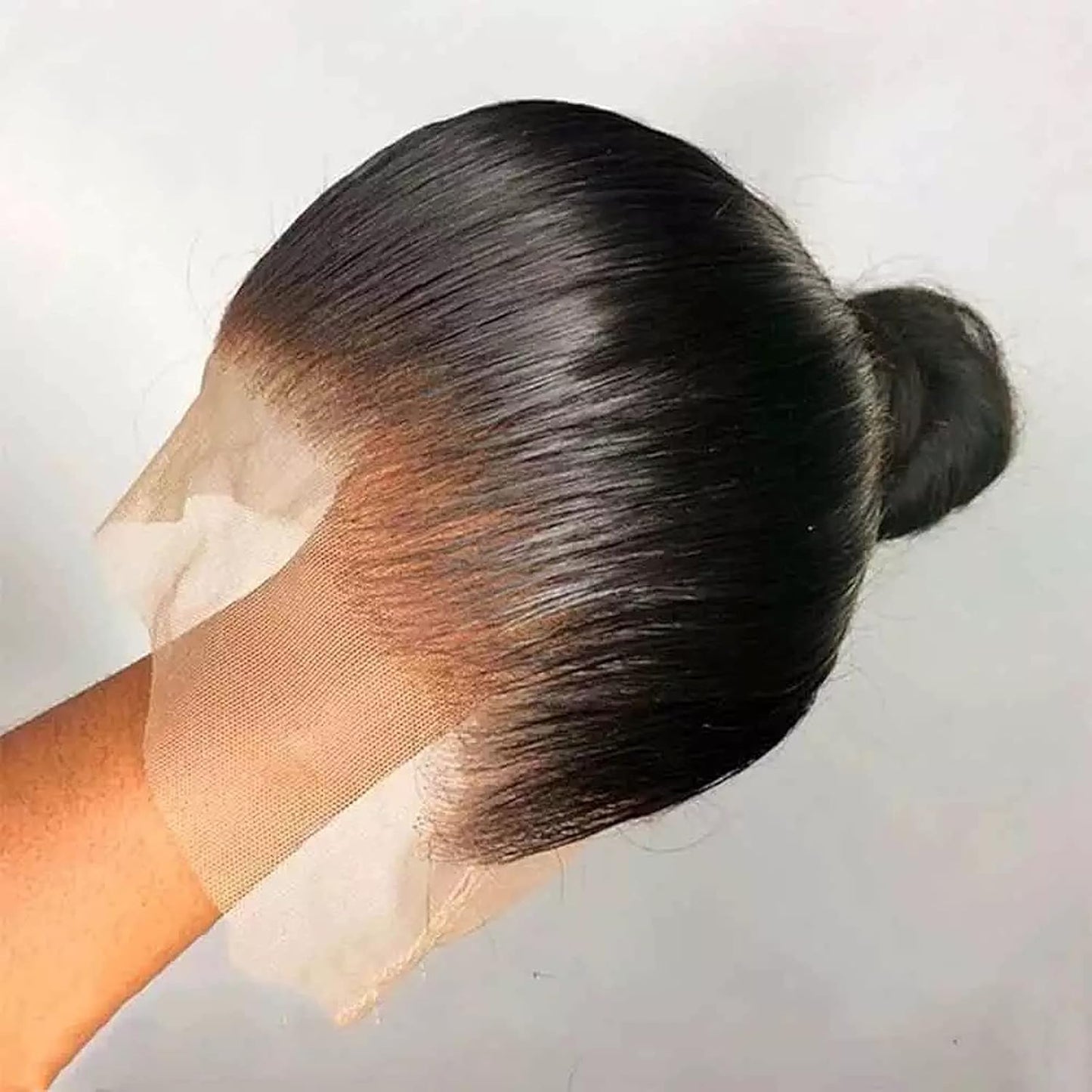 360 Lace Wigs for High Ponytail and Updo Human Hair Pre Plucked with Bay Hair 150% Density Unprocessed Brazilian Virgin Human Hair Wigs Natural Black Silk Straight Wig for Women, 18 Inch