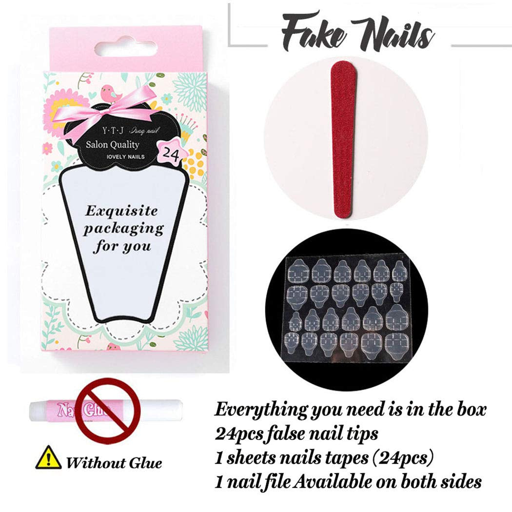 24PCS French Tips Press on Toenails Short Square Toe Nail Tips Full Cover Glue on Toe Summer Beach Acrylic False Toe Nails for Women and Girls (Pink French)