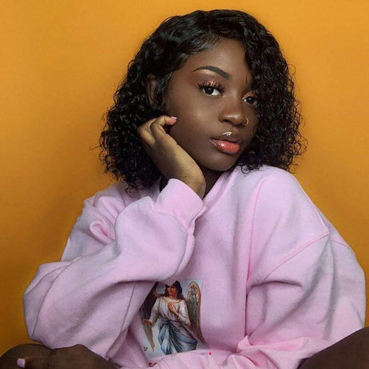 Hair Lace Front Wigs Human Hair Brazilian Bob Water Wave Wet and Wavy Virgin Hair 130% Density 10 Inches for Black Women