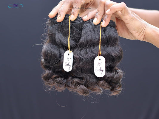 10” Curly 2 Bundles Raw Indian Hair Natural Indian Curly Single Donor Hair