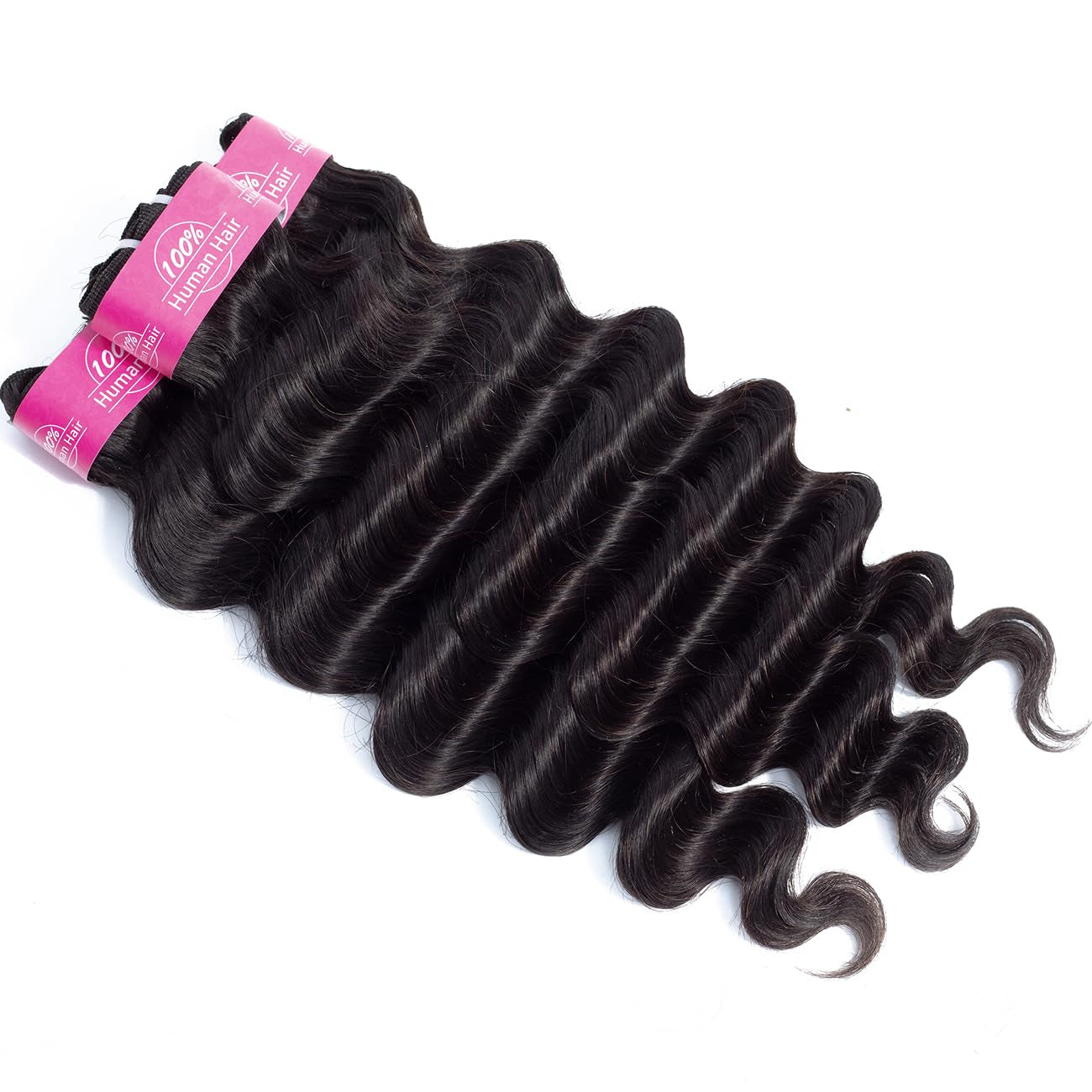 Loose Deep Bundles Human Hair 30 Inch Loose Deep Human Hair Bundles Wet and Wavy Human Hair Weave 1 Bundles Brazilian Loose Deep Unprocessed Virgin Human Hair Bundles Natural Color 100G/Bundle