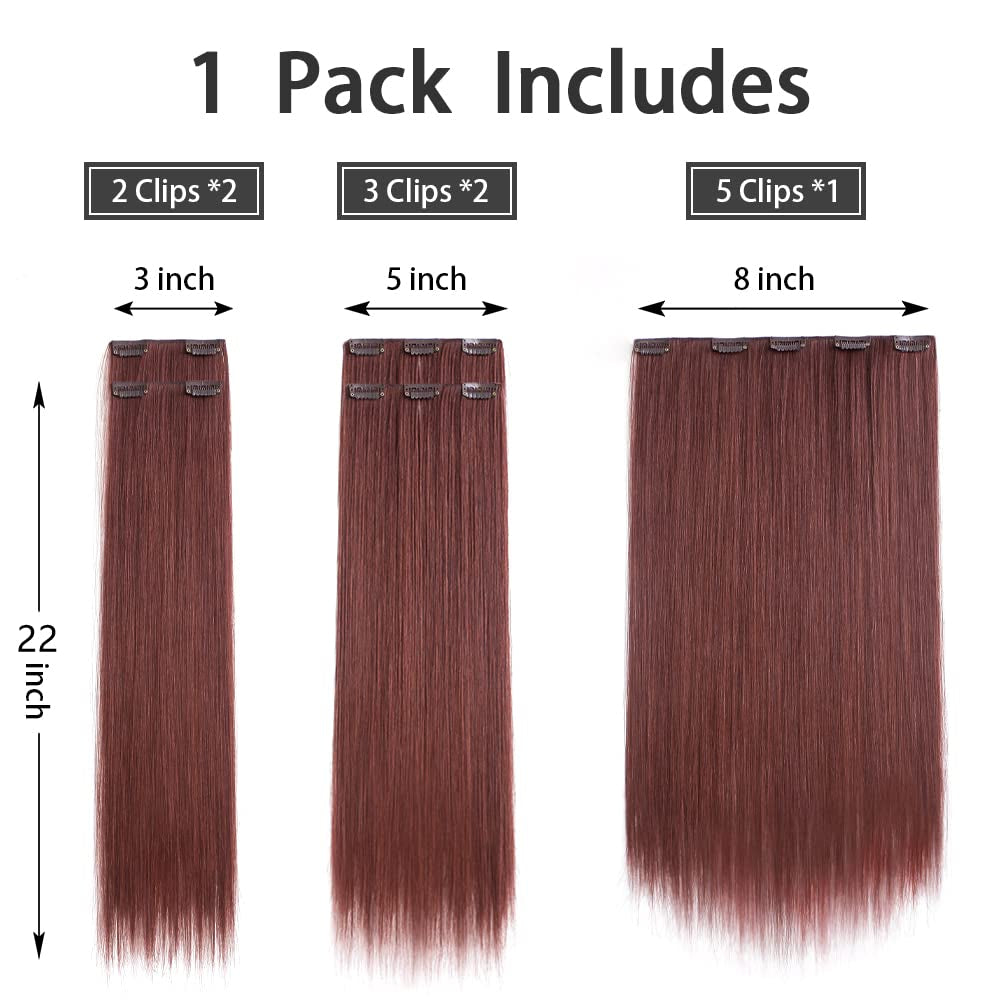 Hair Extensions Auburn Clip in Extension Straight Invisible 22" Long Synthetic Thick Clips on Red Hairpieces for Women 5PCS Black Curly Wavy 18" Cheap Brown Blonde Natural Full Head 5 Oz