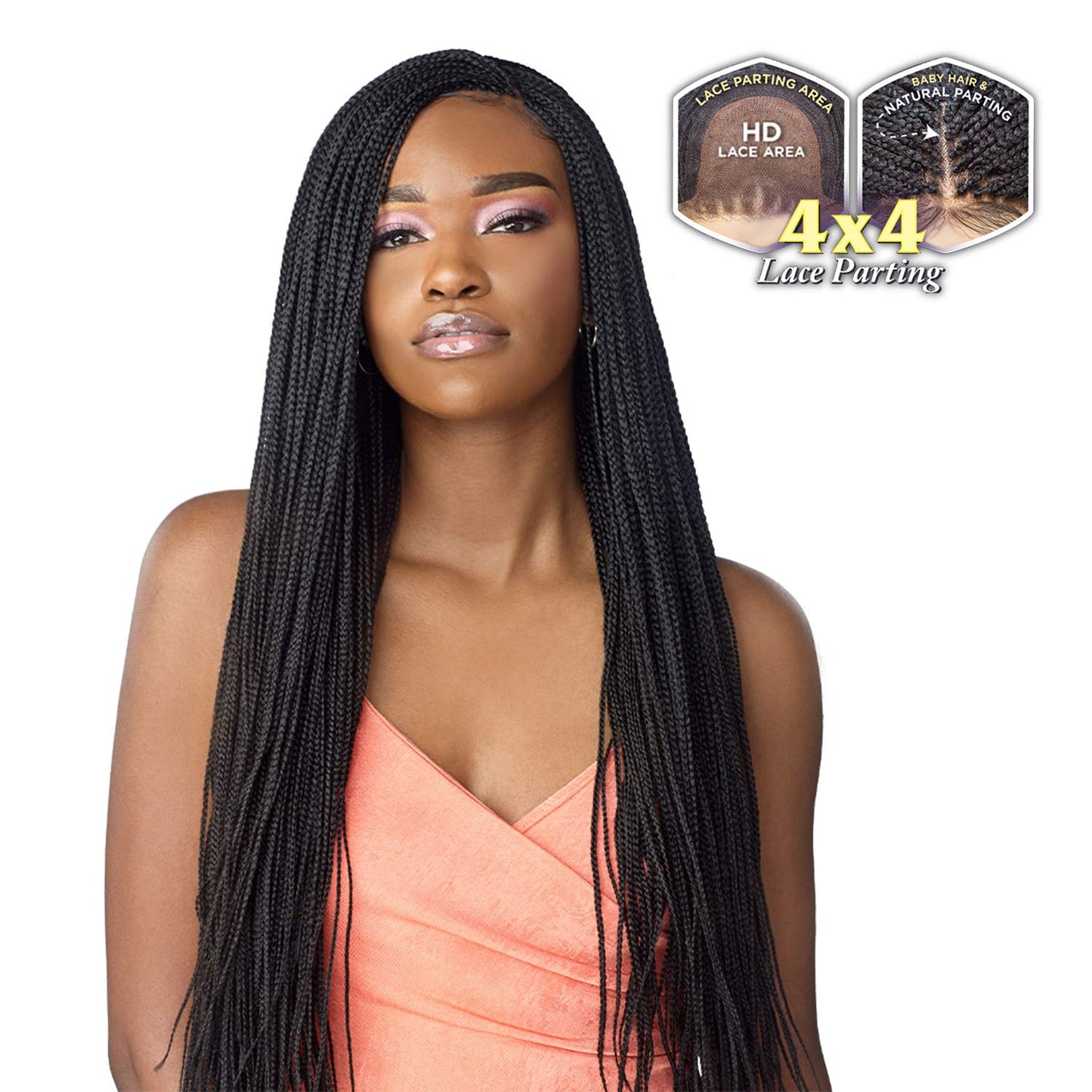 Lace Front Wig - Cloud 9 4X4 Braid Lace Wig Micro Box Braid 28 (1B)
