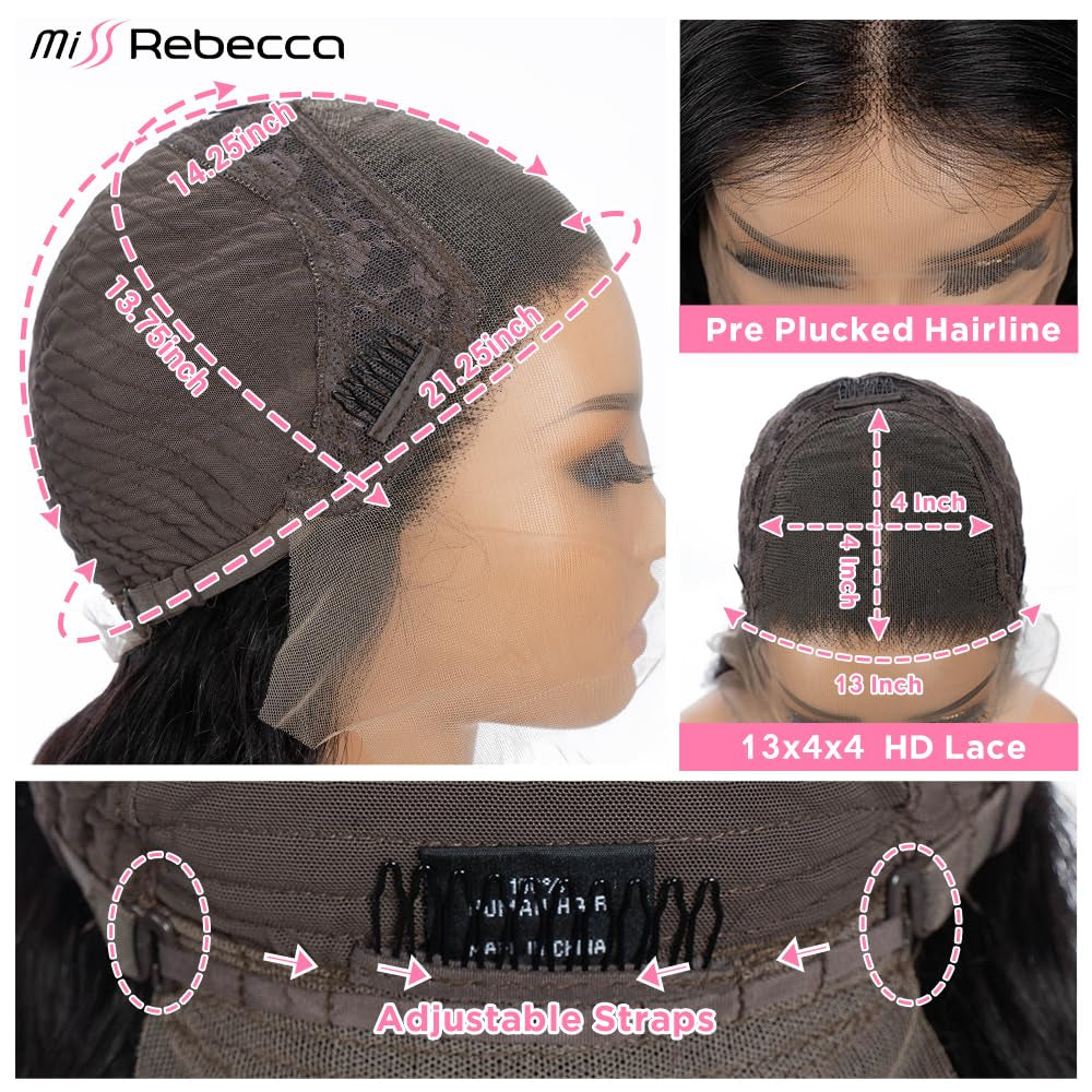 Body Wave Lace Front Wigs Human Hair Glueless HD Lace Front Wig Pre Plucked 13X4X4 Lace Closure Wigs Human Hair Wigs for Black Women (20 Inch Natural Black)