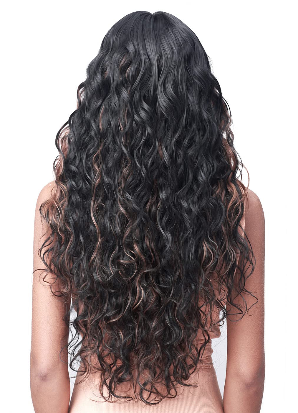 Bobbiboss Long French Wave Wigs HD Lace Front for Black Women - MISS ORIGIN 24, 5In Deep Part Human Hair Blend with Baby Hair, High Heat Resistant (THL1B/RBURGUNDY)