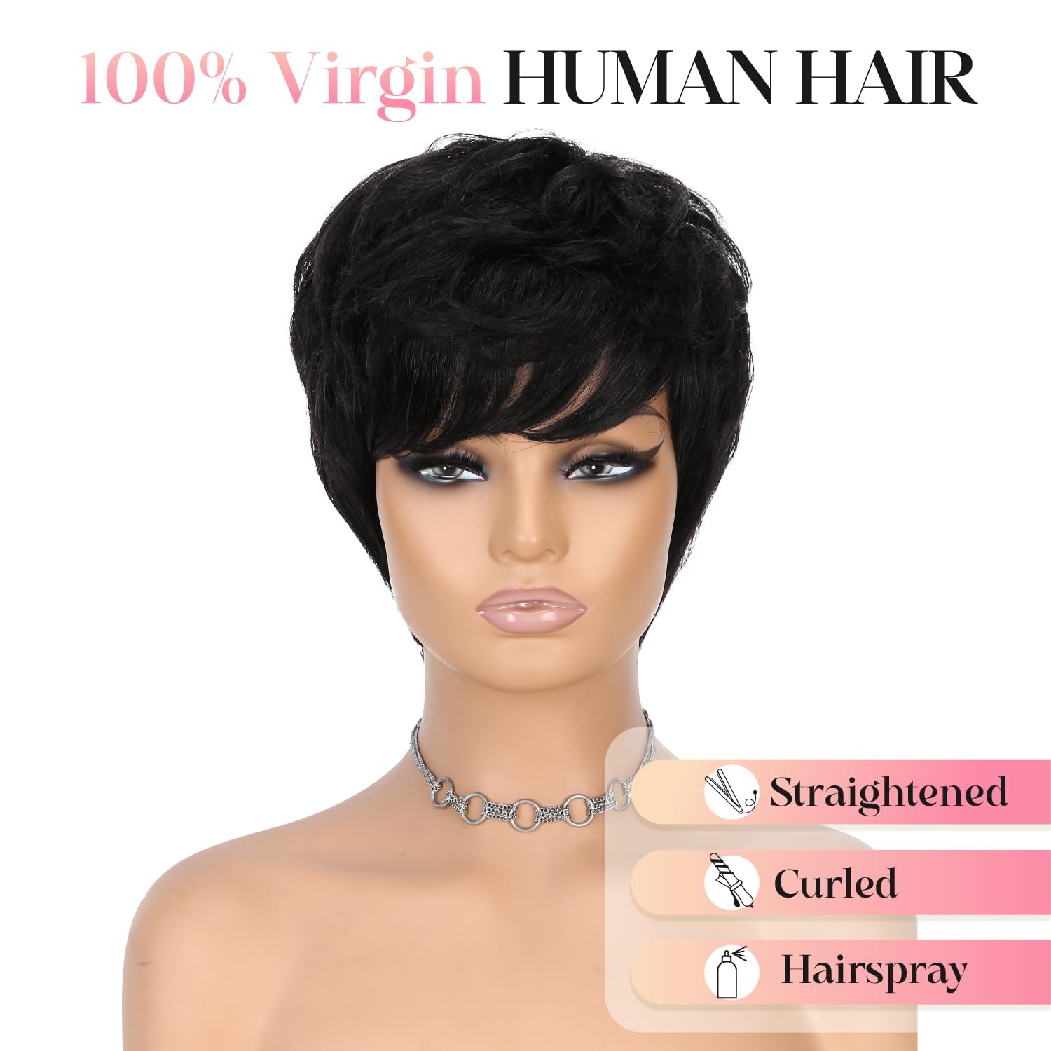 Short Human Hair Wig Pixie Cut Wigs Black Short Cut Brazilian Virgin Human Hair Wigs Layered Wavy Wigs for Black Women