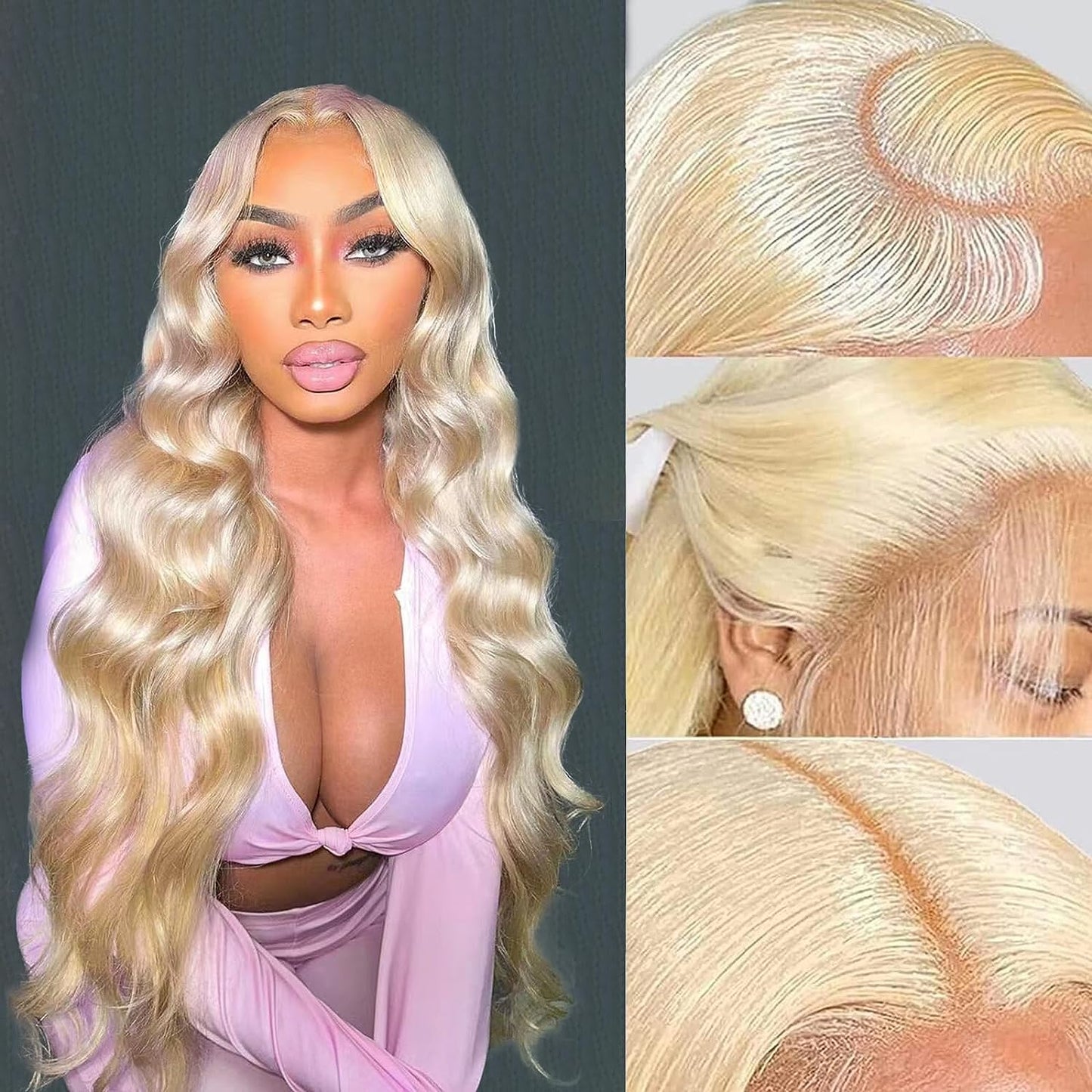 13X6 Body Wave Lace Front Wig Human Hair Pre Plucked with Baby Hair 613 Blonde Transparent HD Lace Frontal Wig 18 Inch