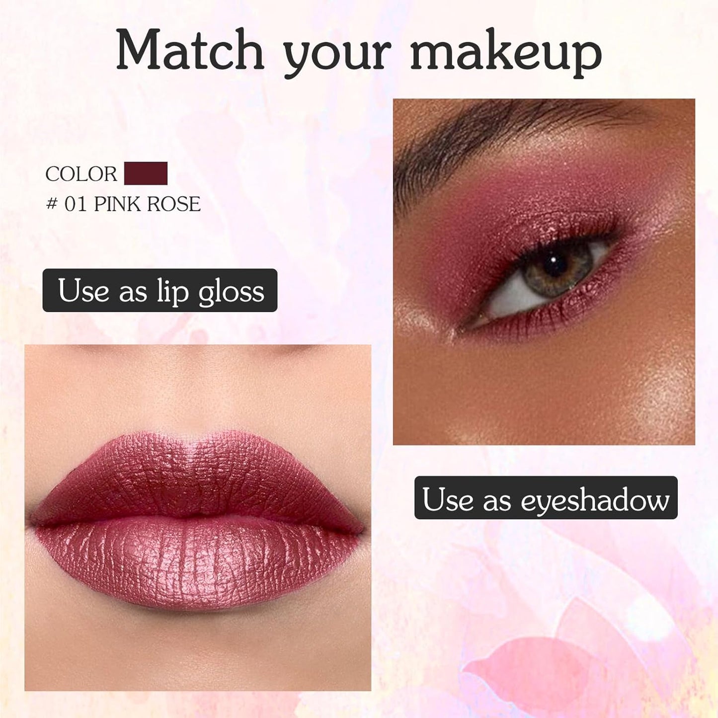 Glitter Lip Gloss - Shimmer Lip Gloss Matte, Long Lasting Lip Gloss, Diamond Liquid Lip Gloss for Women(5Ml, 01 Pink Rose)