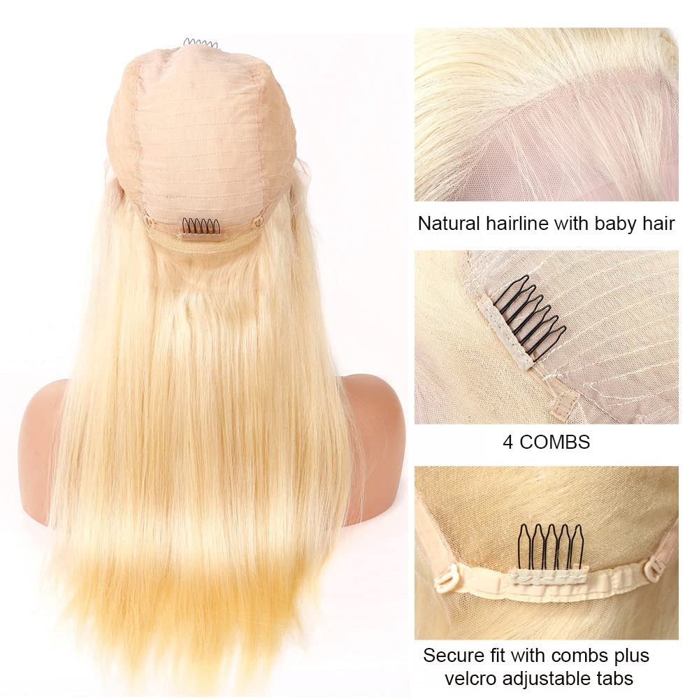 613 Lace Front Wig Human Hair 13X1 Lace Front Wig 24Inch 613 Frontal Wig Human Hair Pre Plucked with Baby Hair Brazilian Virgin Straight Lace Front Wigs for Women