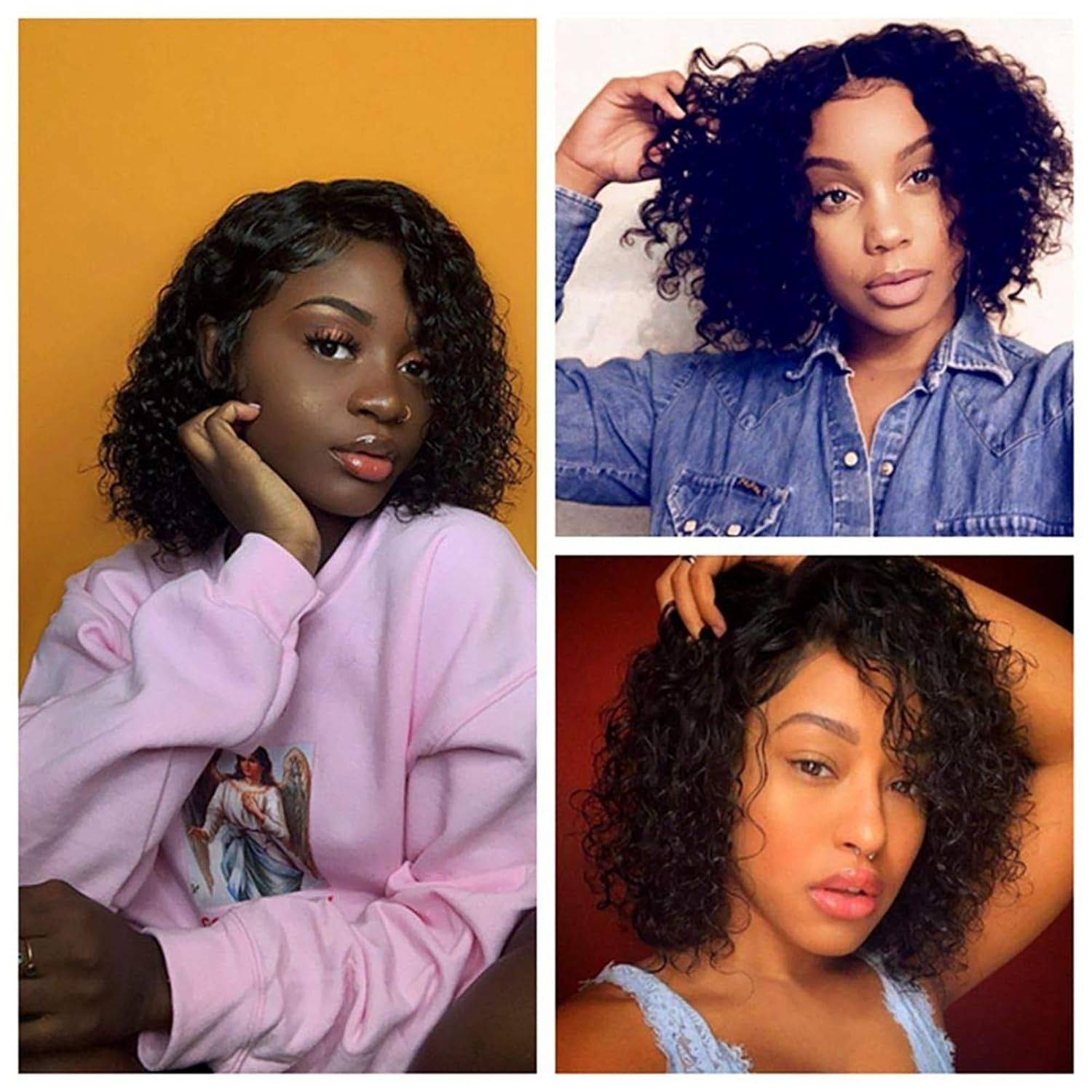 Hair Lace Front Wigs Human Hair Brazilian Bob Water Wave Wet and Wavy Virgin Hair 130% Density 10 Inches for Black Women