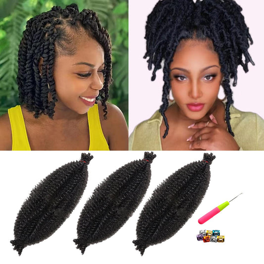 10 Inch Braiding Hair for Faux Soft Locs Crochet Braids Passion Spring Cuban Twist Hair Butterfly Loc Marley Twist Braiding Hair Extensions(3 Packs,1B)