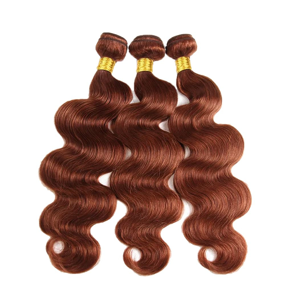32 32 32 Inch Color #33 Bundles Reddish Brown Body Wave Human Hair Bundles Brazilian Brown Body Wave Bundles Human Hair Unprocessed Virgin Hair 3 Bundles Copper Red Bundles