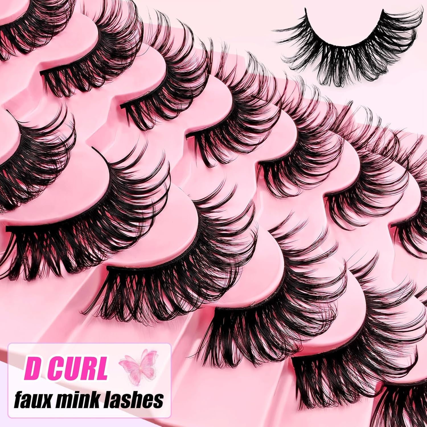 7 Pairs Manga Lashes Wet Look 20Mm Flu-Ffy D Curl Lashes Cat-Eye Lashes Volume Spiky Lashes Wispy Fairy Lashes Faux Mink False Eyelashes Japanese Korean Lashes(Sj03)