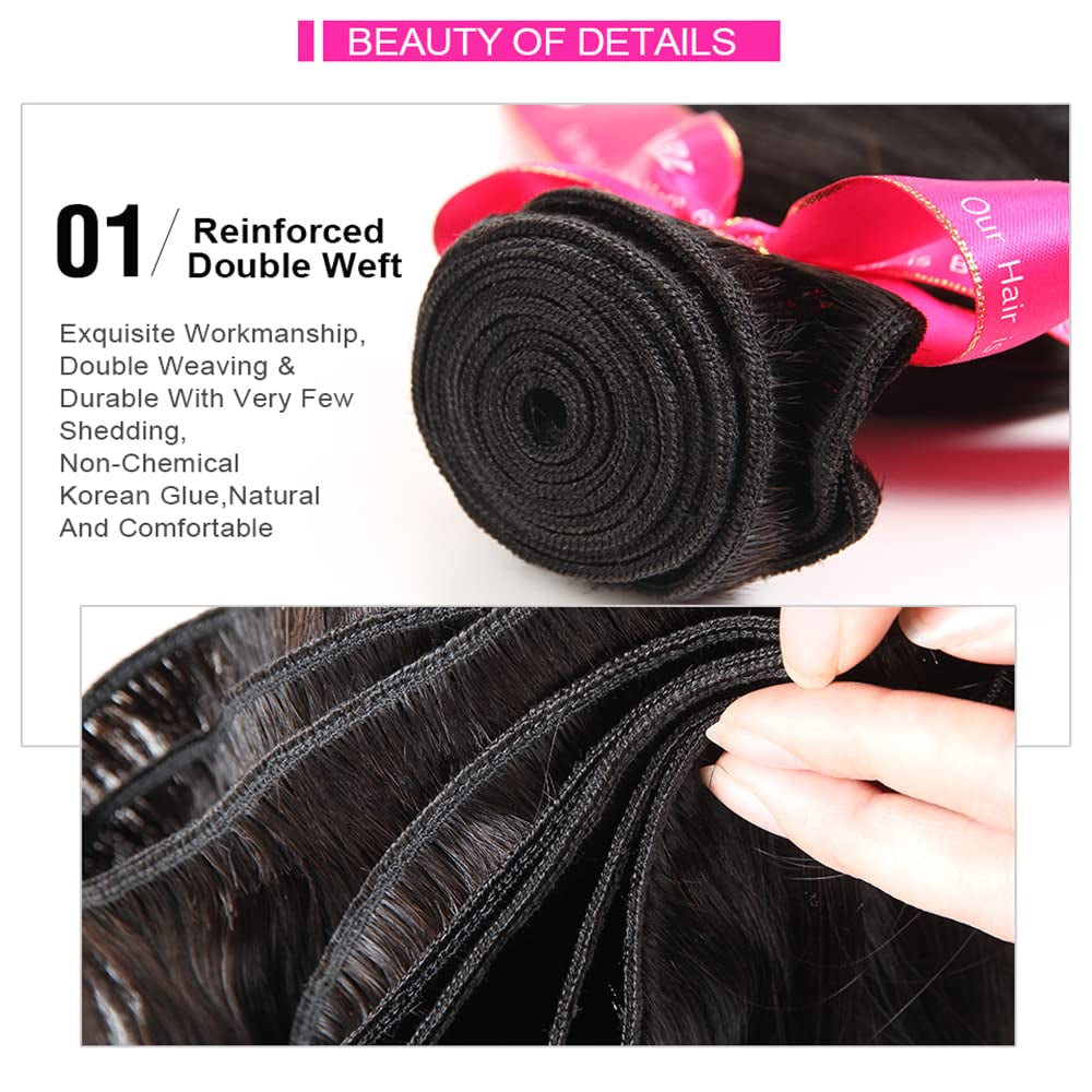 12A Grade Brazilian Virgin Straight Hair 3 Bundles (18 20 22 Inches) Straight Human Hair Bundles 100% Unprocessed Virgin Remy Human Hair Bundles Natural Color