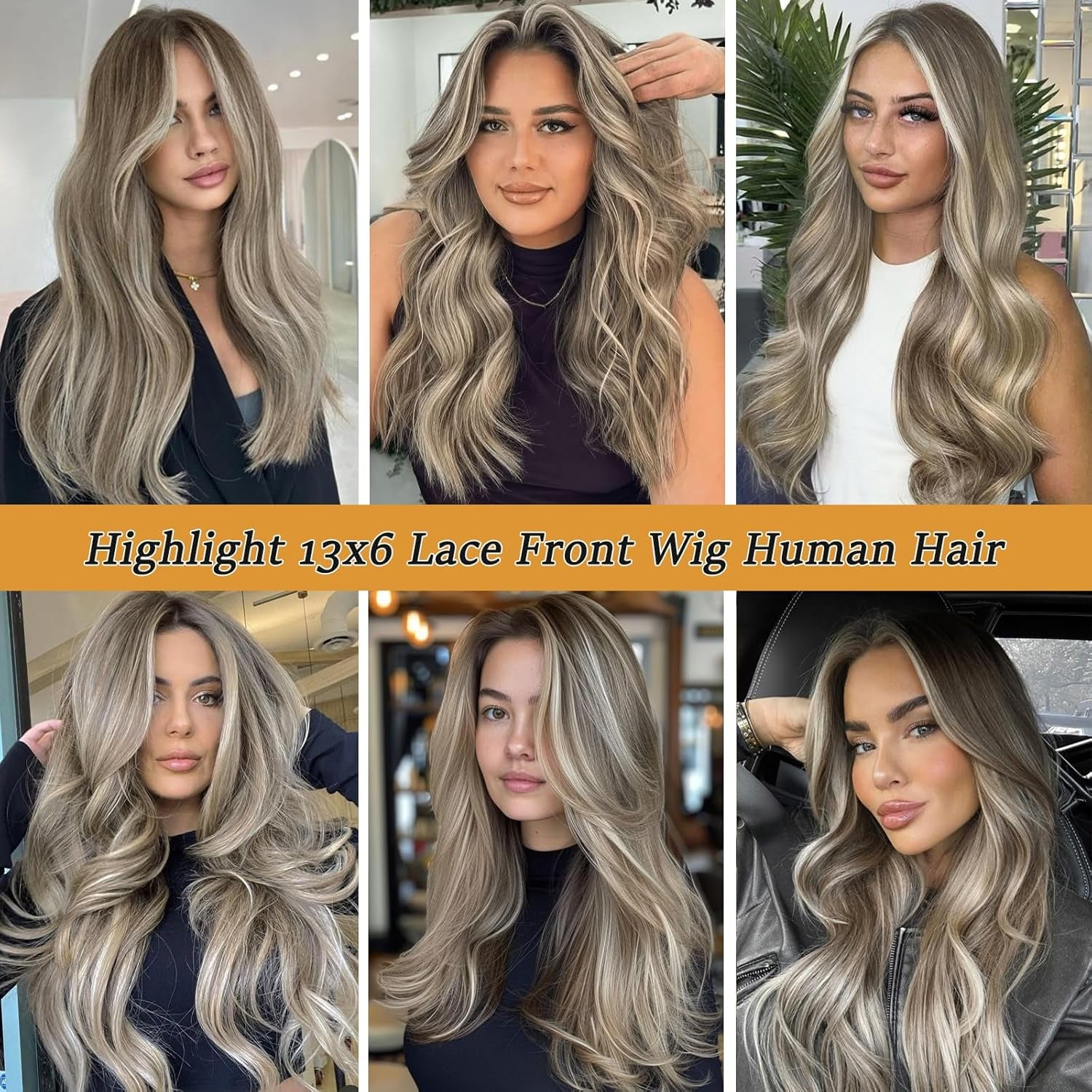 Ombre Ash Brown 13X6 HD Lace Front Wigs Human Hair 30Inch Long Straight Pre Plucked Highlights Balayage Blonde Mixed Brown with Dark Roots Glueless Wig Human Hair for Women 180% Density