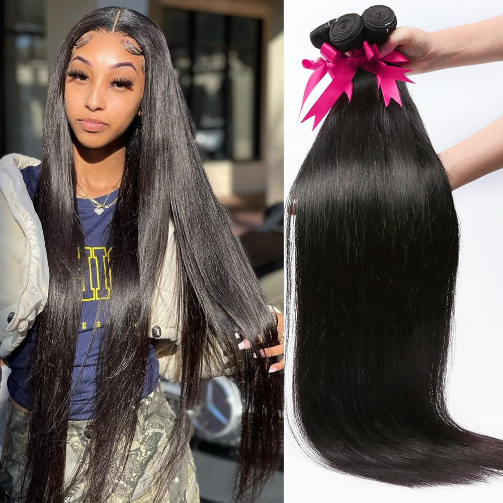 12A Grade Brazilian Virgin Straight Hair 3 Bundles (18 20 22 Inches) Straight Human Hair Bundles 100% Unprocessed Virgin Remy Human Hair Bundles Natural Color