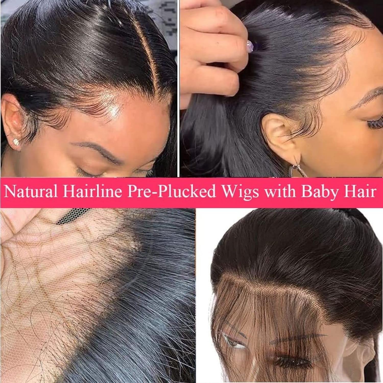 13X4 Body Wave Lace Front Wigs Human Hair Wigs for Black Women 24 Inch Pre Plucked Bleached Knots with Baby Hair 150% Density 10A Unprocessed Virgin Human Hair Wigs Natural Color Body Wave Wigs