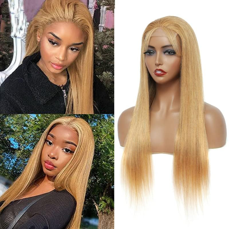 Human Hair Wig 5X5 27 Brown Yaki Wave Lace Front Wigs Dark Brown Human Hair Wig 200% Density